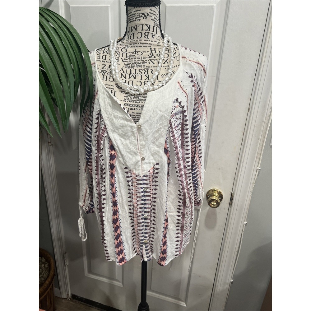 Roxy Uptown River 1/2 Sleeve Women's Blouse Size Medium Boho‎ Hippy Cool 457